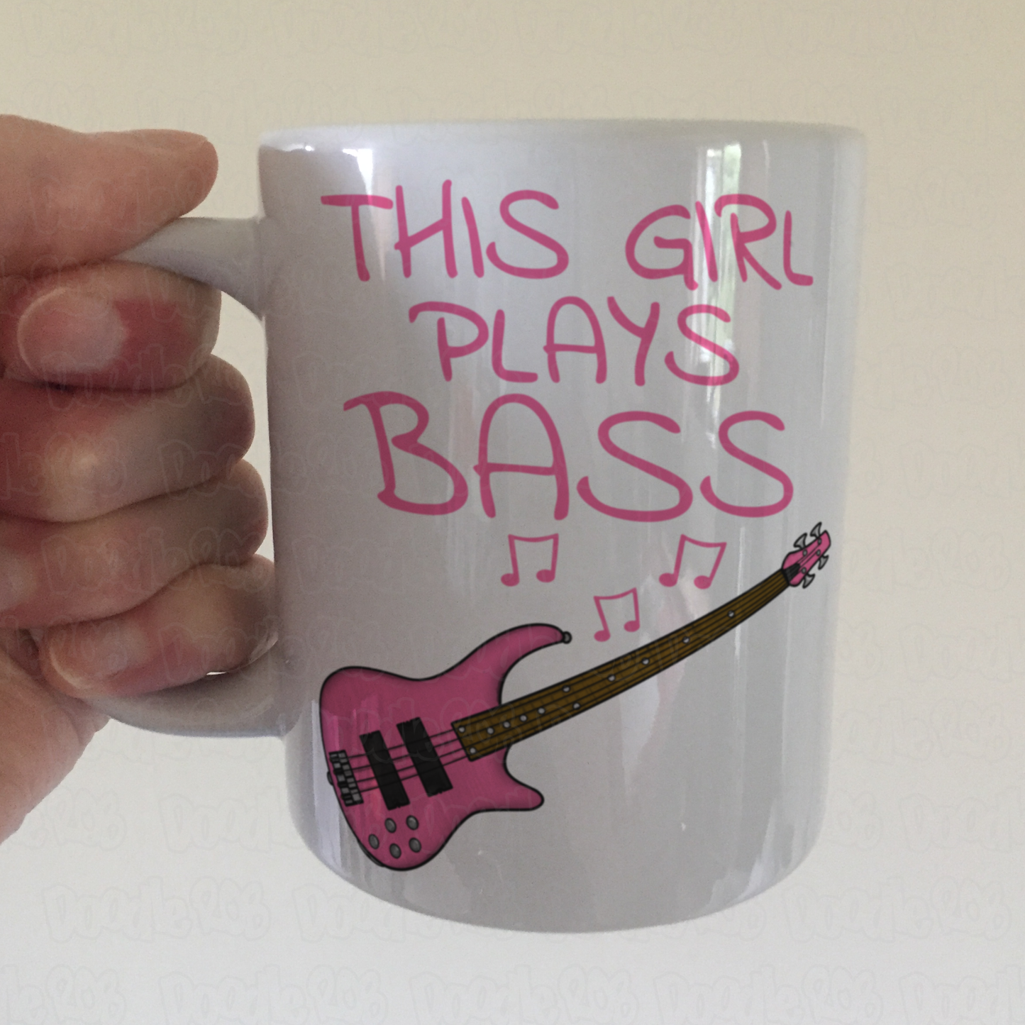 Pink Bass Guitar Mug - This Girl Plays Bass - Female Bassist Gift - Bass Guitar Gift For Girl