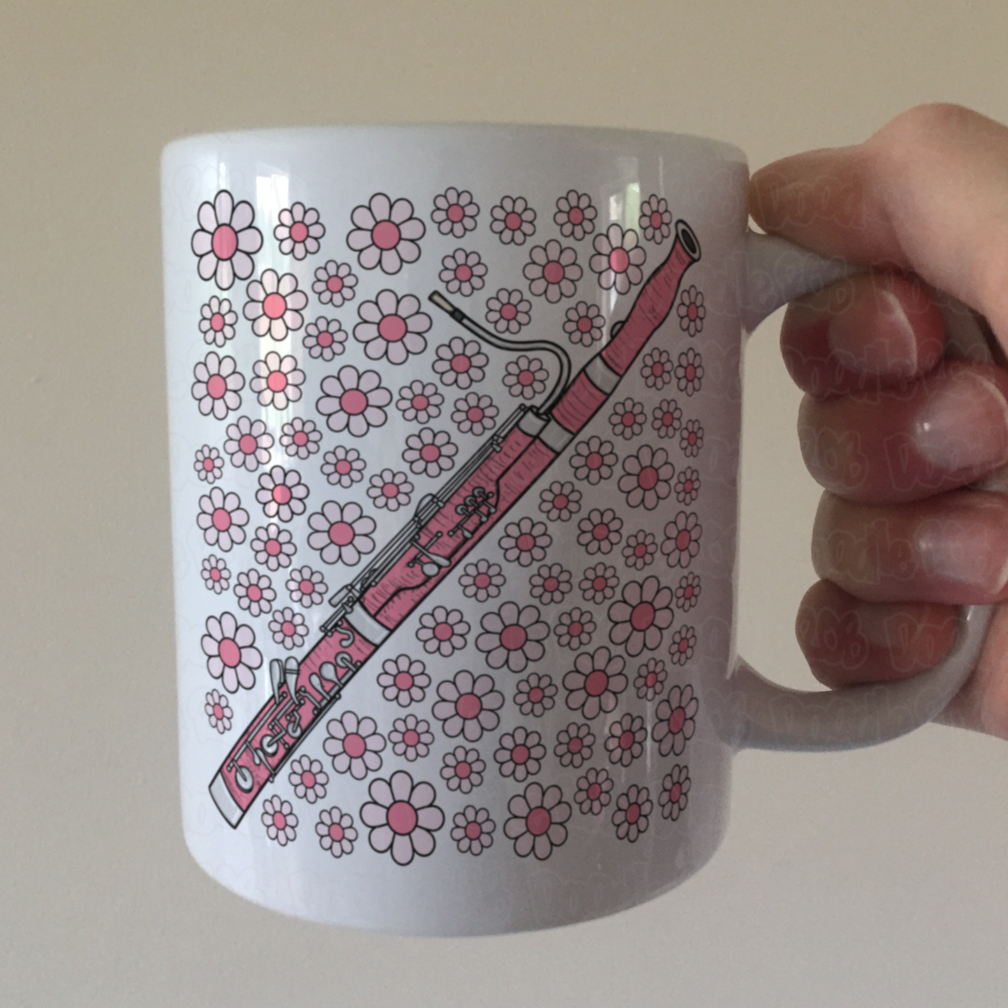 Bassoon Floral Mug (Pink Flowers) - Female Bassoonist - Woodwind Musician Gift For Girl