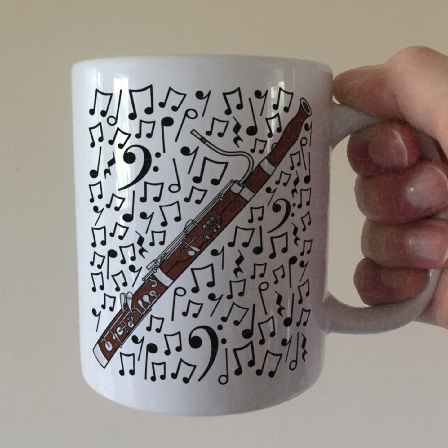 Bassoon Musical Notes Mug - Gift For Bassoonist - Woodwind Musician Orchestra Gift