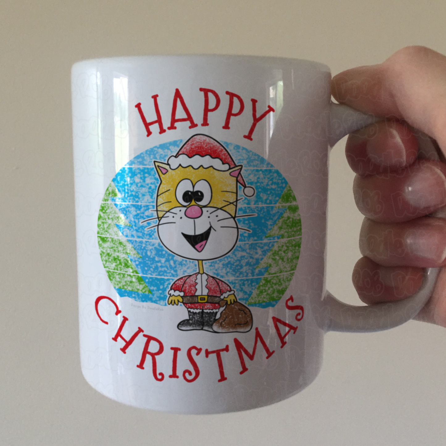 Cat Christmas Mug - Cat Lover Xmas Gift - Santa Claus Mug - Funny Animal Xmas Gift