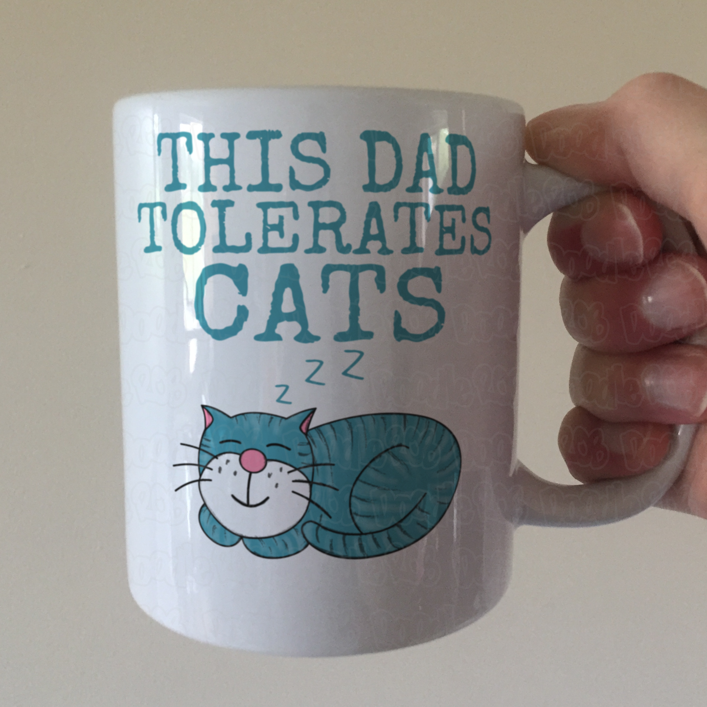 Cat Father's Day Mug - This Dad Tolerates Cats - Funny Gift For Dad