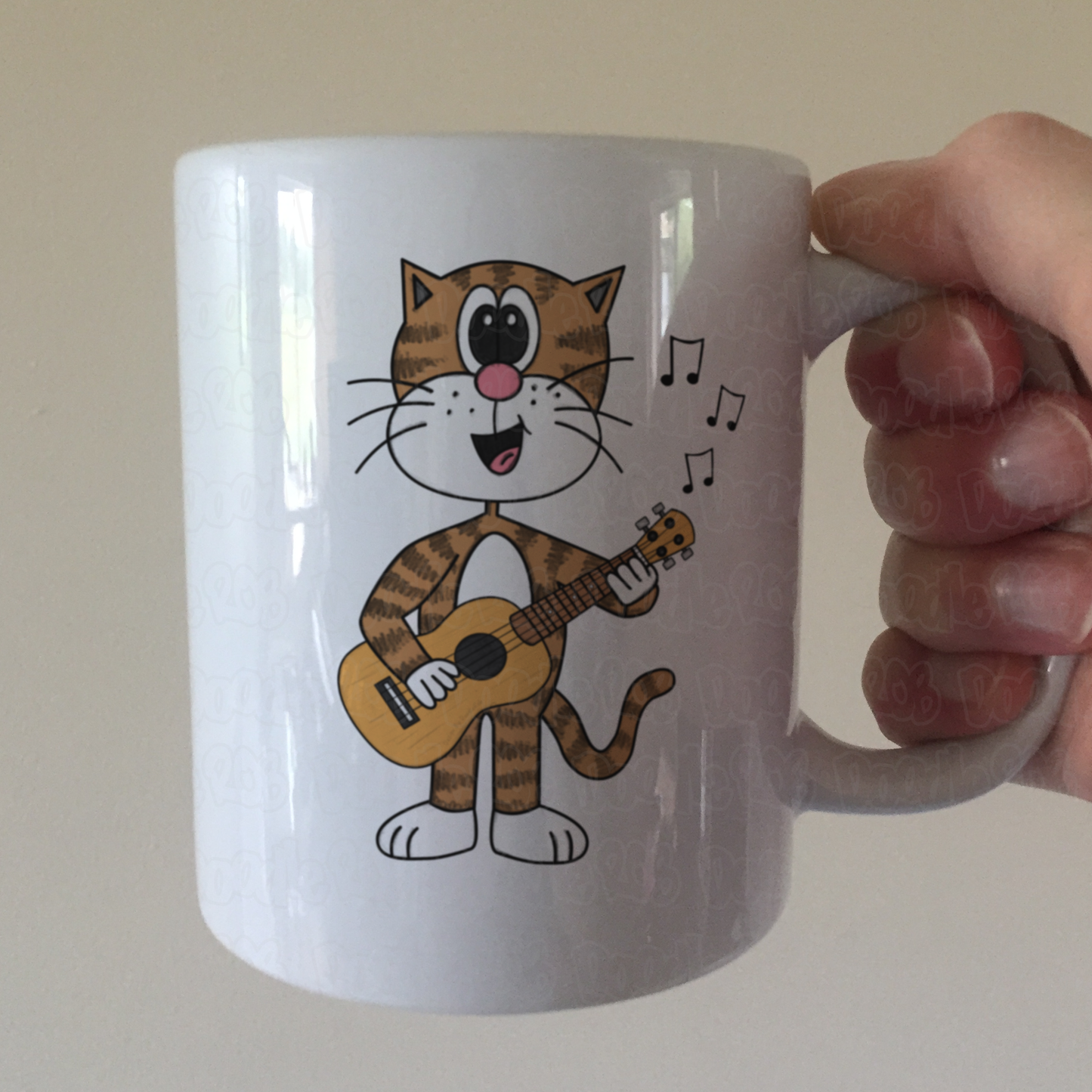 Cat Playing Ukulele Mug - Funny Ukulelist Mug - Music Gift For Cat Lover - Music Teacher Cat Mug