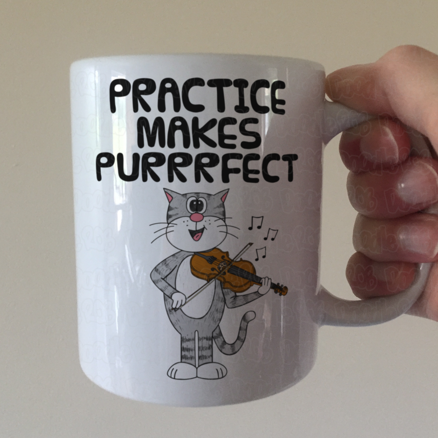 Cat Violin Mug - Practice Makes Purrrfect - Gift For Violinist - Funny Music Teacher Orchestra Gift