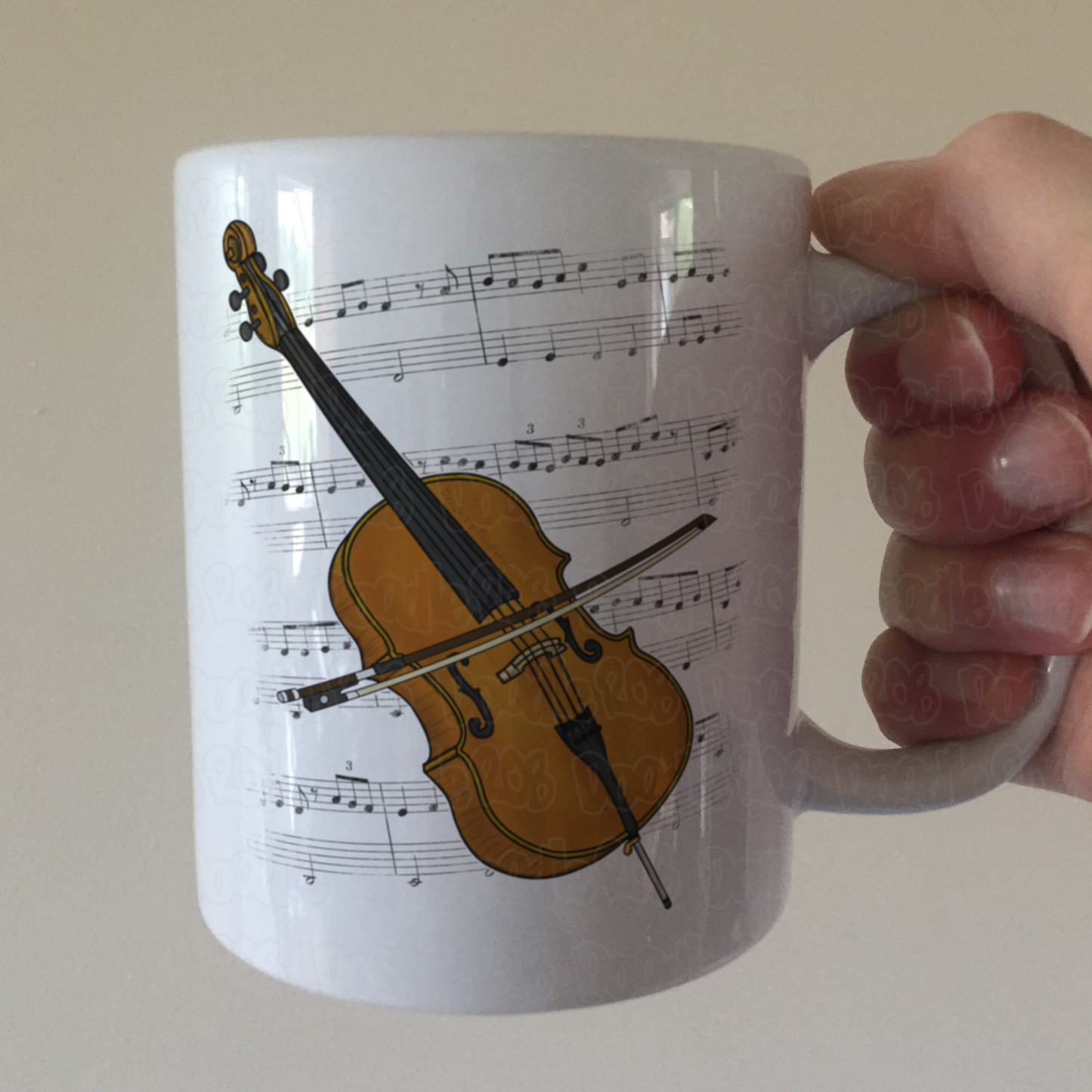 Cello Music Notation Mug (Colour) - Cellist Mug - String Teacher Gift