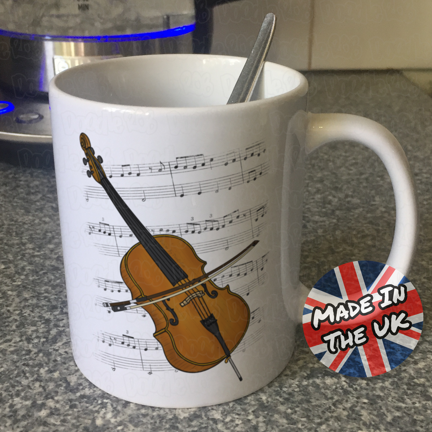 Cello Music Notation Mug (Colour) - Cellist Mug - String Teacher Gift