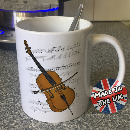 Cello Music Notation Mug (Colour) - Cellist Mug - String Teacher Gift