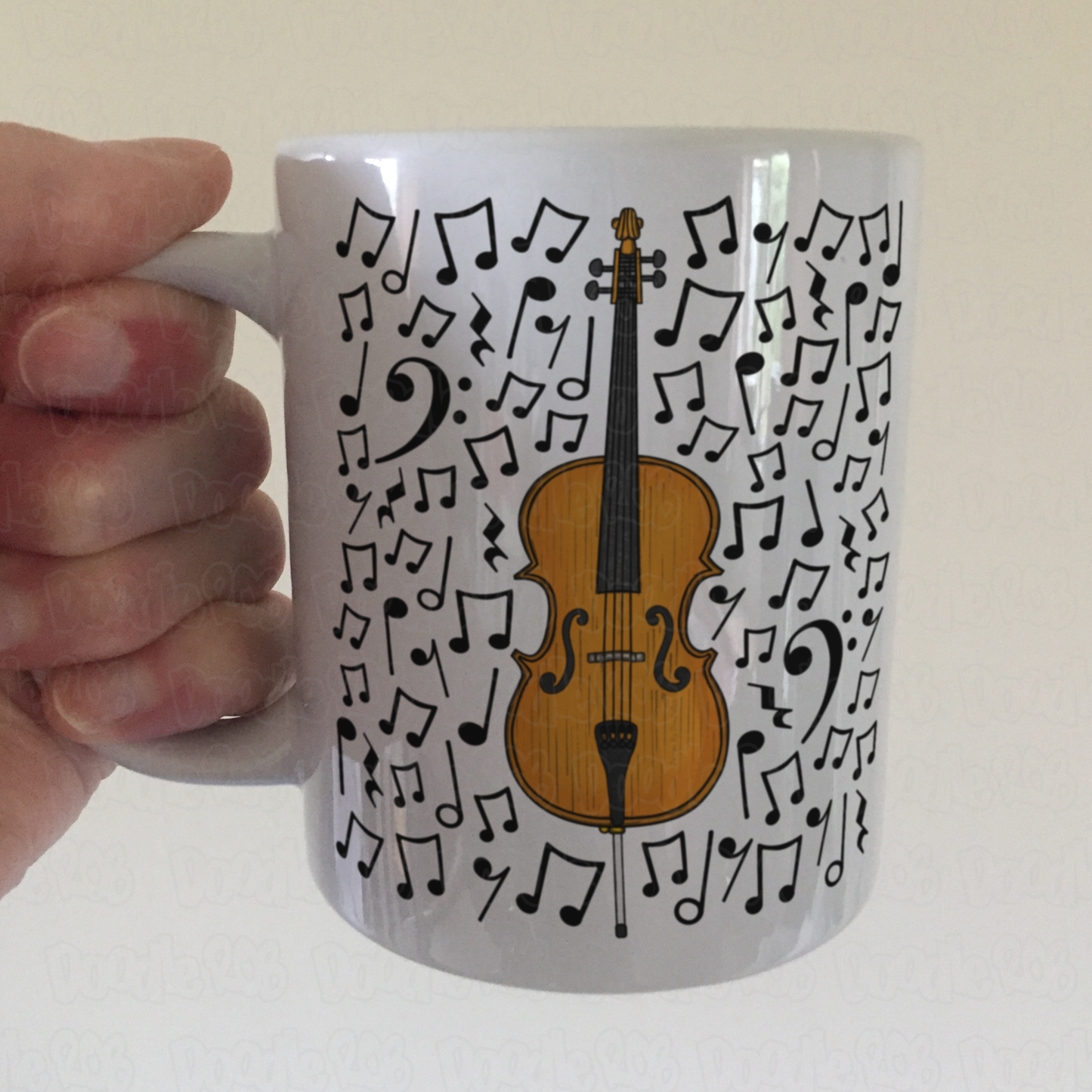 Cello Musical Notes Mug - Cellist Mug - String Musician Orchestra Gift