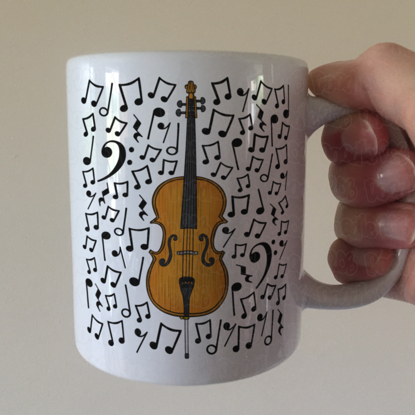 Cello Musical Notes Mug - Cellist Mug - String Musician Orchestra Gift