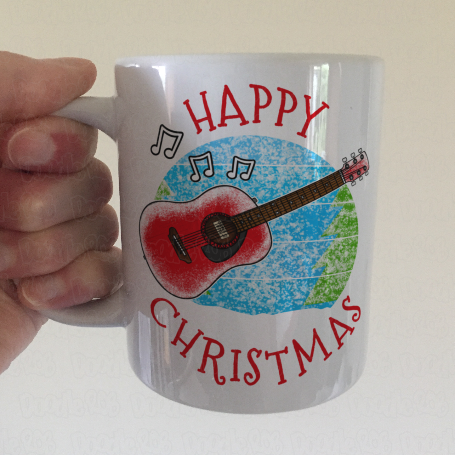 Acoustic Guitar Christmas Mug - Guitarist Xmas Gift - Guitar Teacher Mug