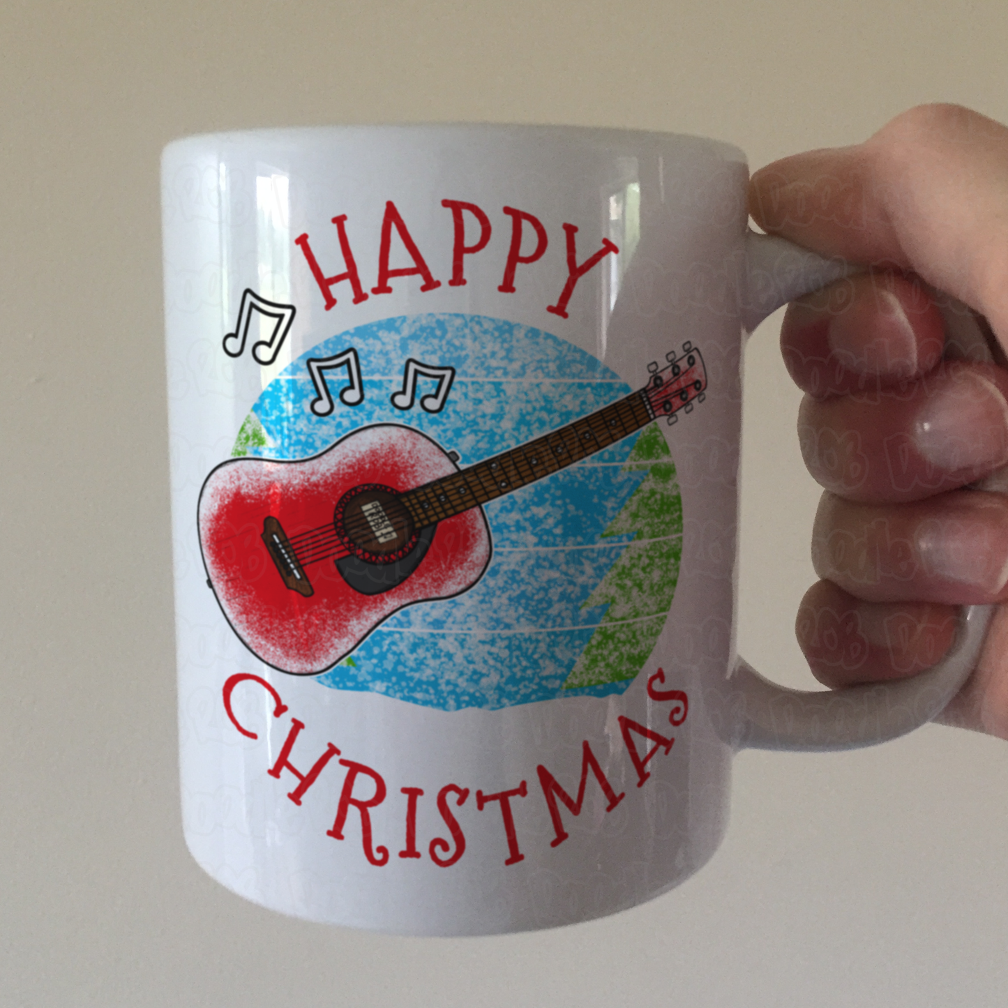 Acoustic Guitar Christmas Mug - Guitarist Xmas Gift - Guitar Teacher Mug