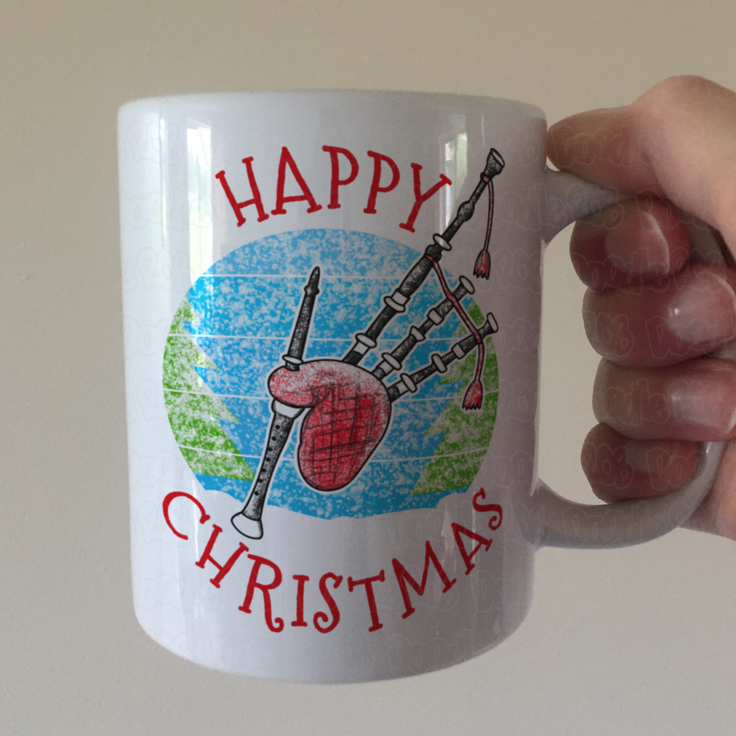 Bagpipes Christmas Mug - Xmas Gift For Piper - Scottish Musician Christmas Gift