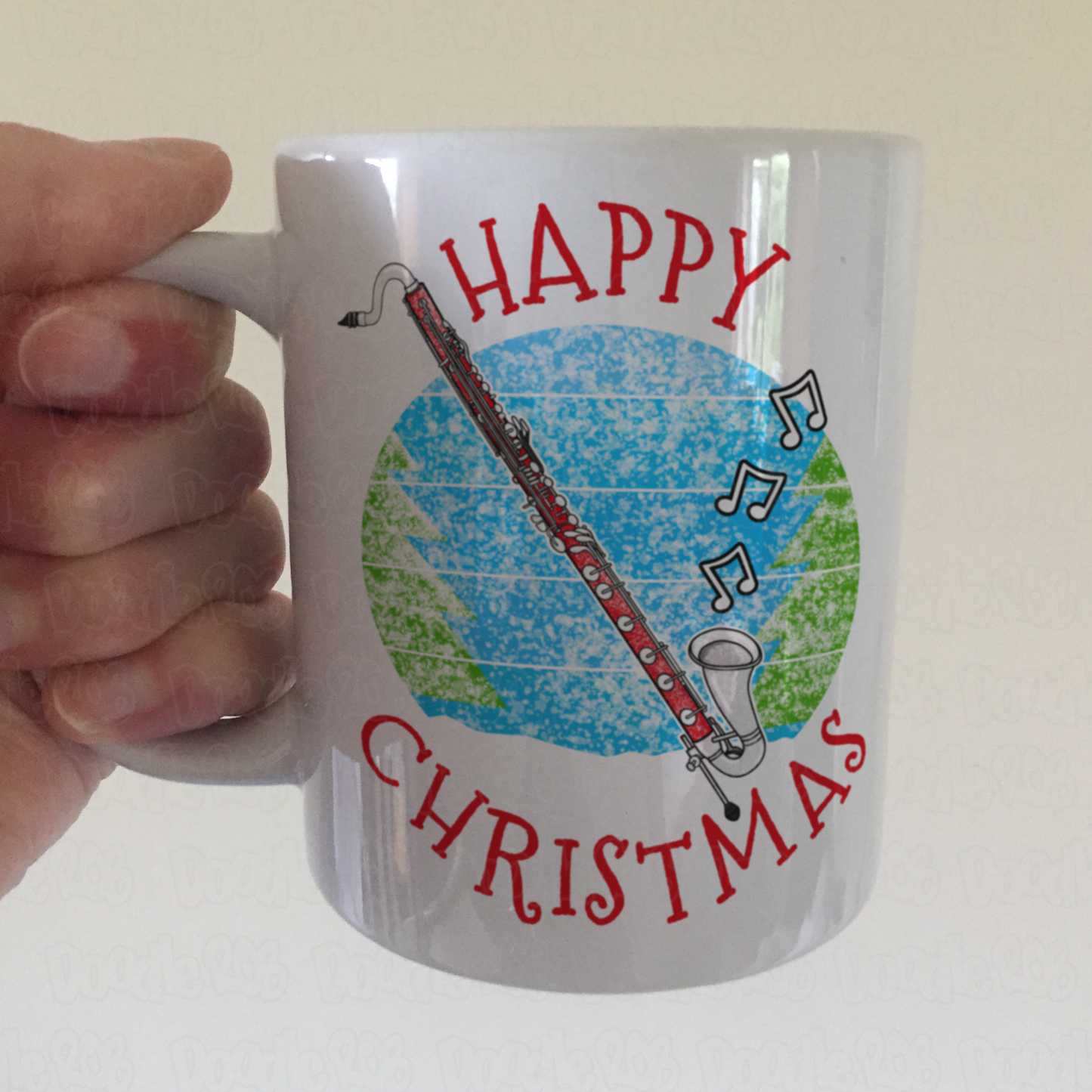 Bass Clarinet Christmas Mug - Bass Clarinetist Mug - Woodwind Musician Xmas Gift