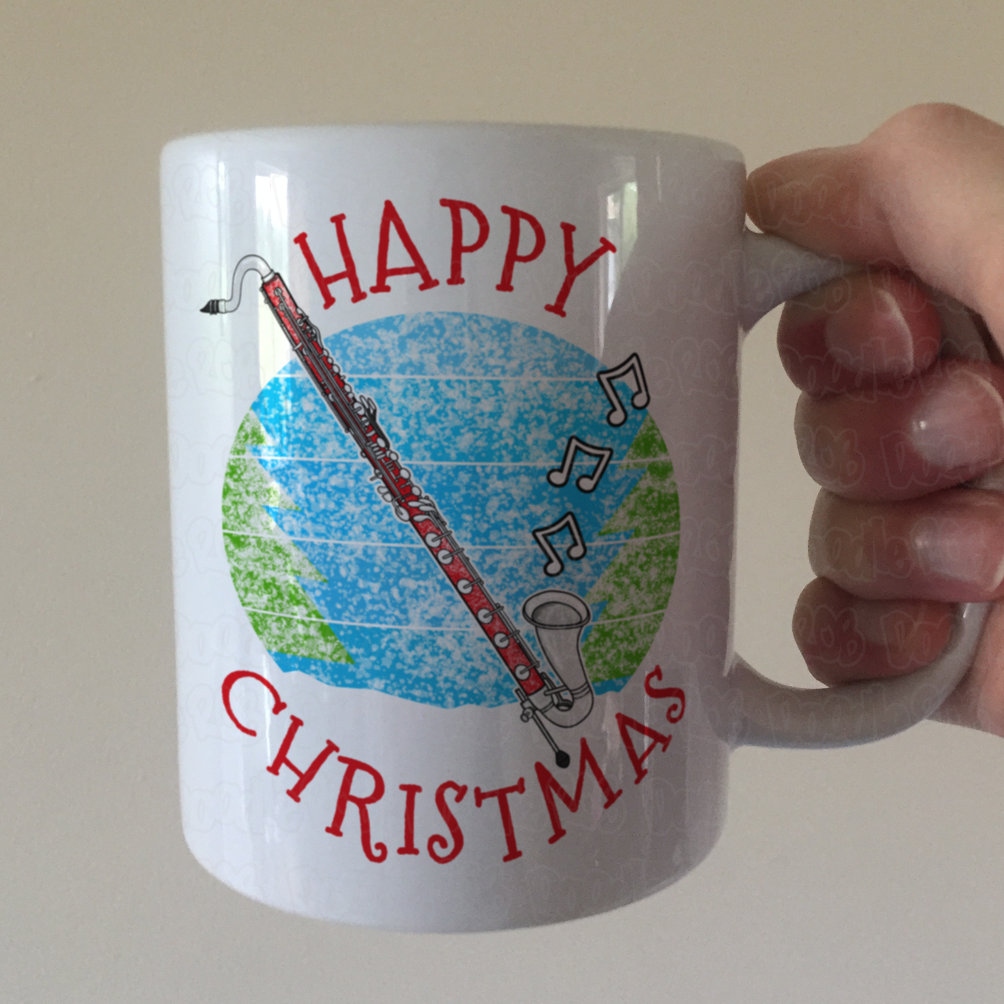 Bass Clarinet Christmas Mug - Bass Clarinetist Mug - Woodwind Musician Xmas Gift