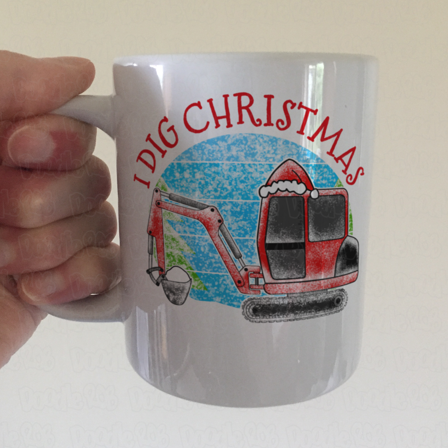 Digger Christmas Mug - I Dig Christmas - Construction Worker Gift - Xmas Gift For Boy
