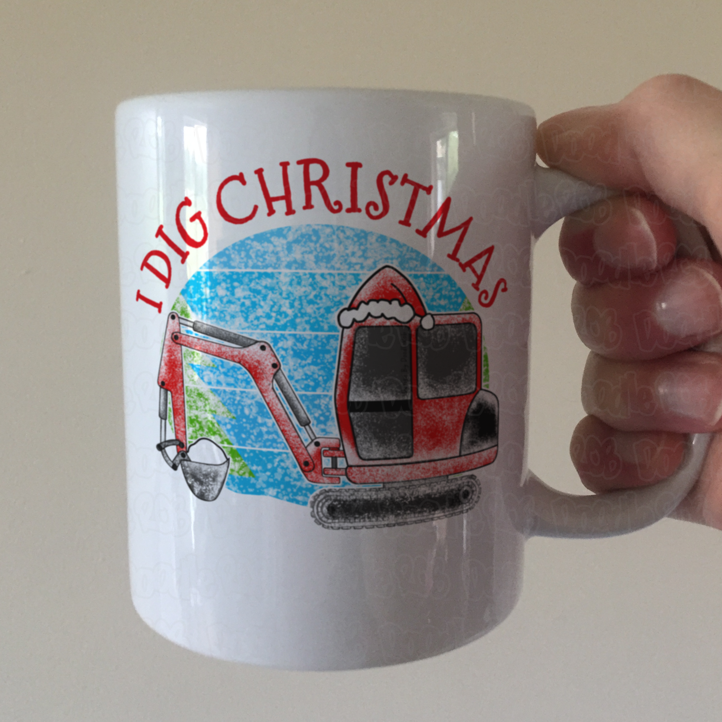 Digger Christmas Mug - I Dig Christmas - Construction Worker Gift - Xmas Gift For Boy