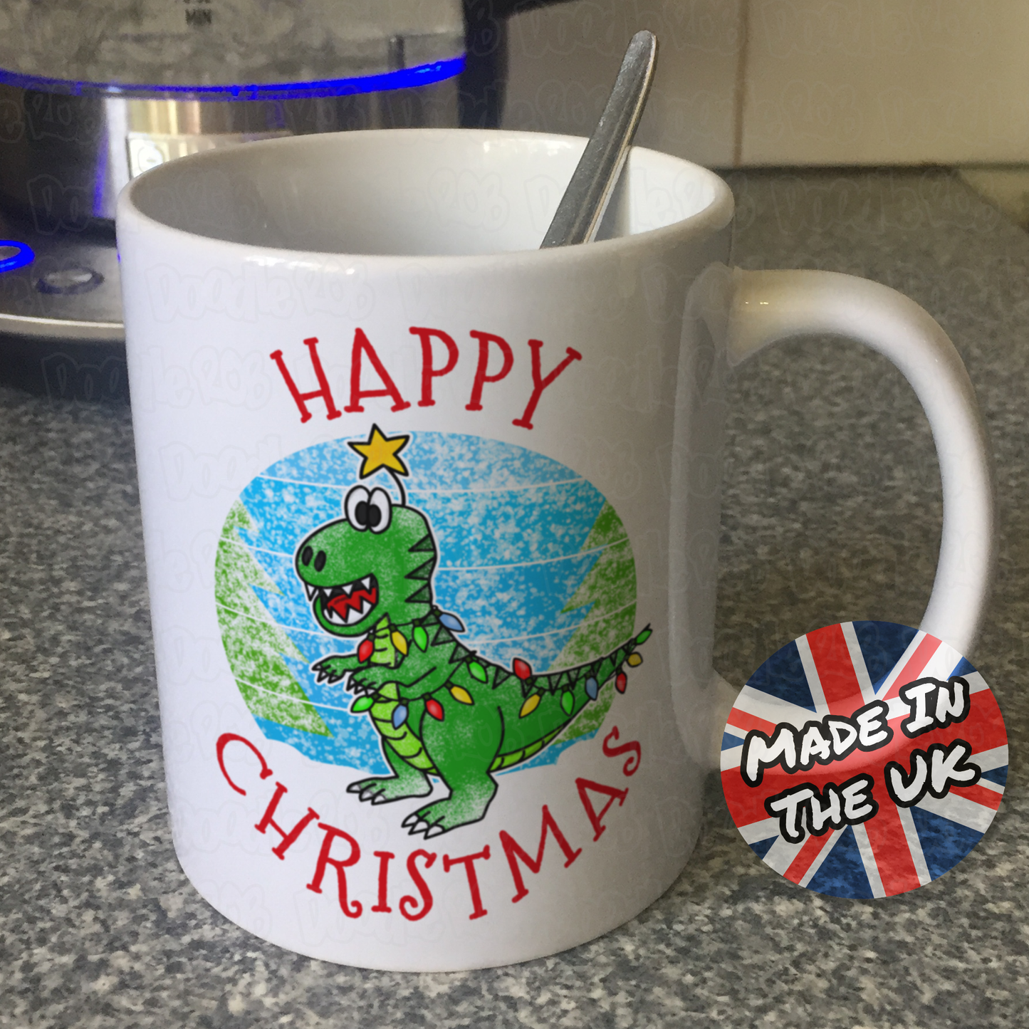 Dinosaur Christmas Mug - T-Rex Xmas Mug - Christmas Gift For Boy
