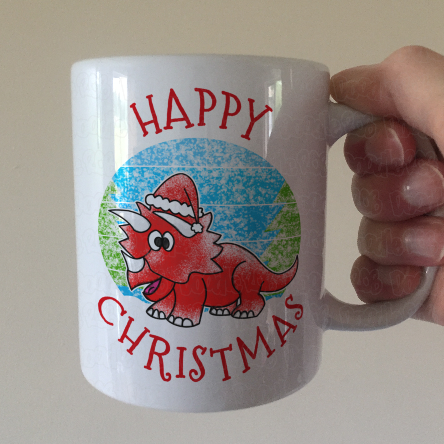 Triceratops Christmas Mug - Dinosaur Xmas Mug - Christmas Gift For Boy