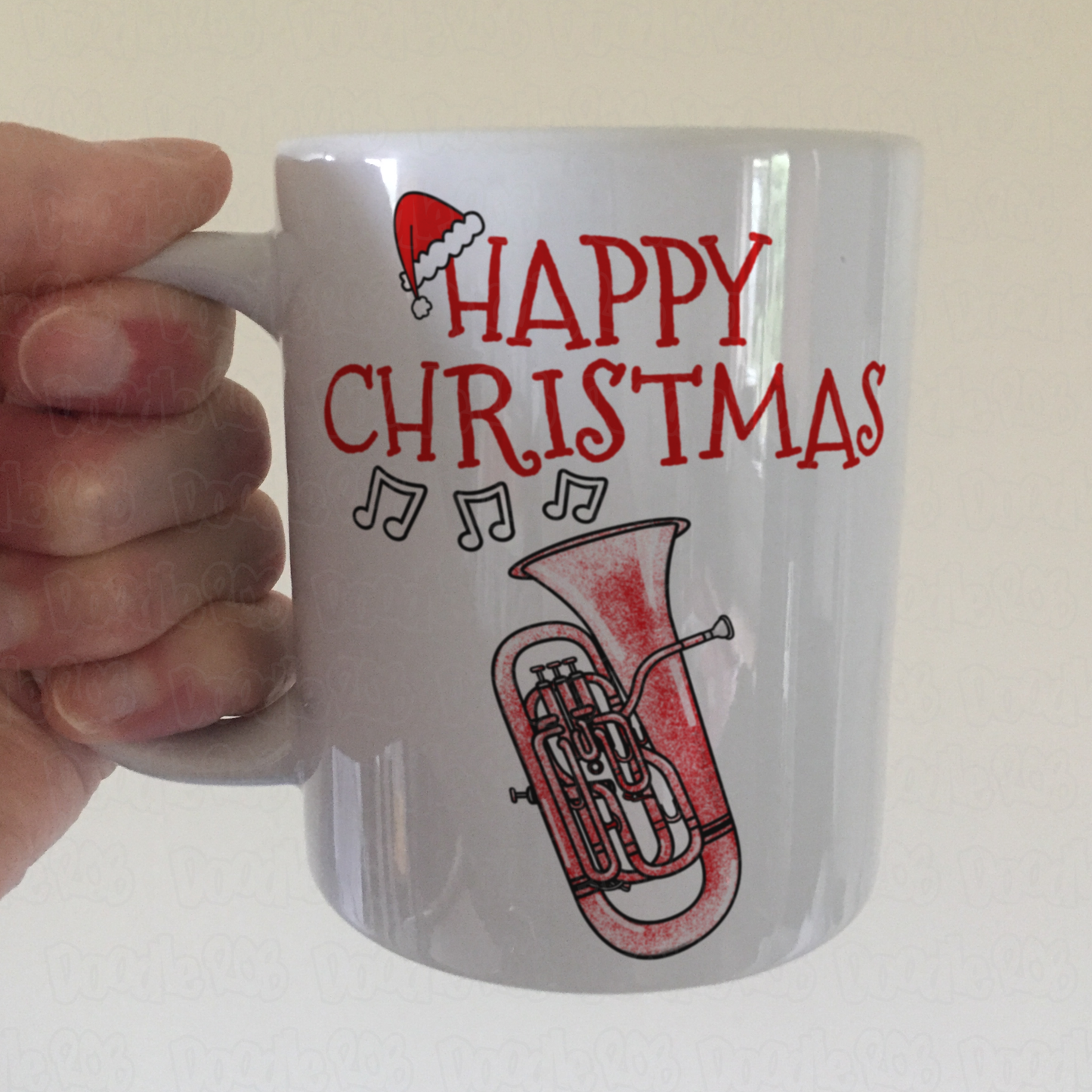 Euphonium Christmas Mug (Santa Hat) - Gift For Euphoniumist - Brass Musician Xmas Gift