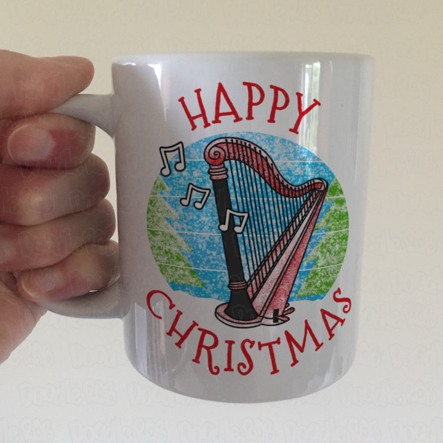 Harp Christmas Mug - Gift For Harpist - Harp Teacher Xmas Gift - String Musician Gift