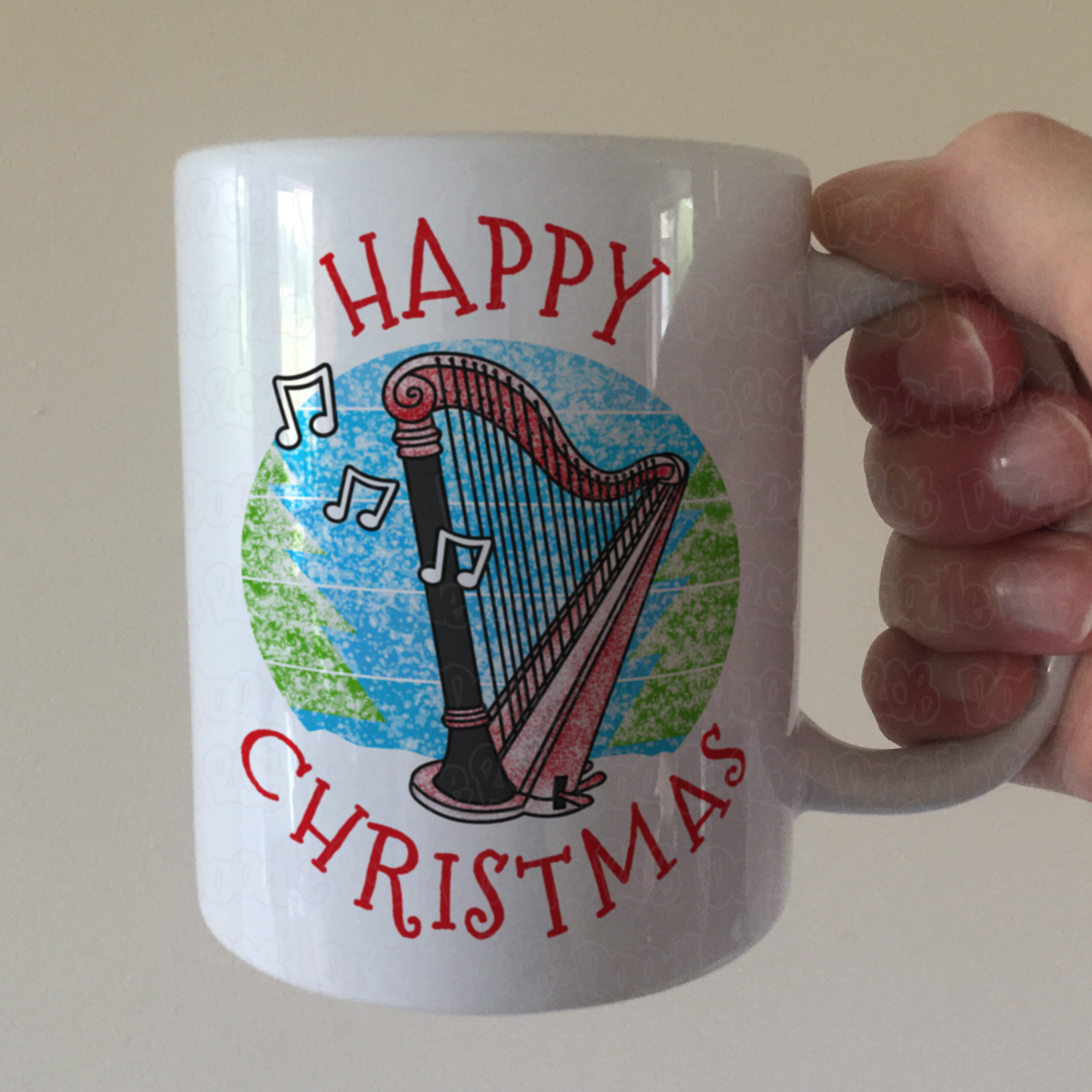 Harp Christmas Mug - Gift For Harpist - Harp Teacher Xmas Gift - String Musician Gift