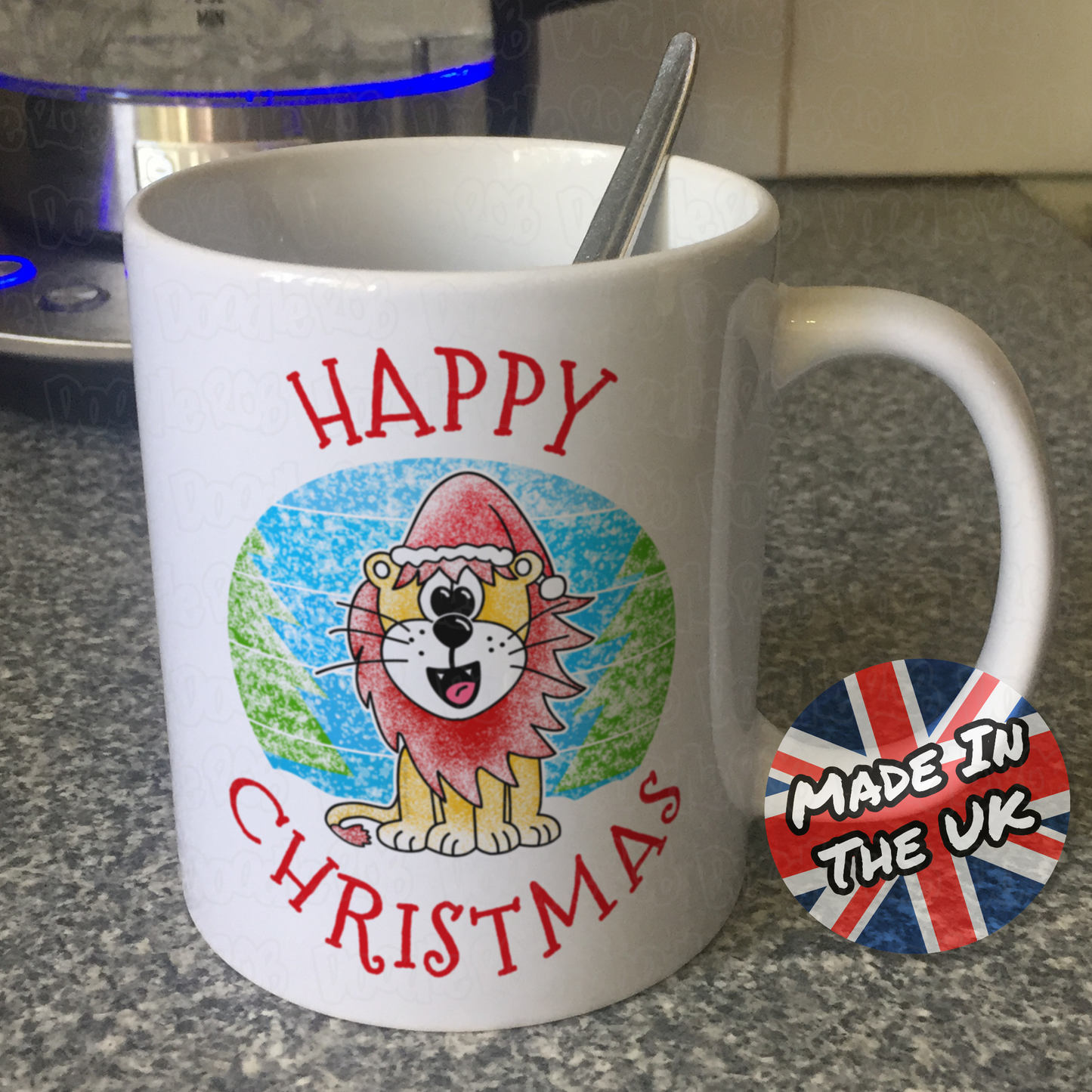 Lion Christmas Mug - Wildlife Xmas Mug - Christmas Gift For Animal Lover