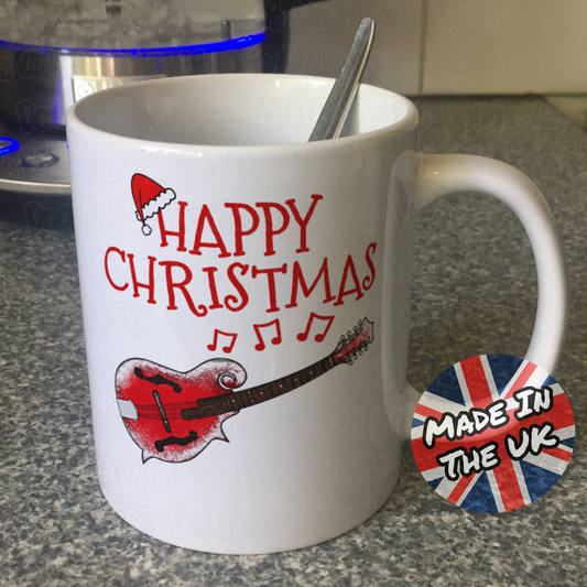 Mandolin Christmas Mug - Mandolinist Xmas Gift - Folk Musician Christmas Gift