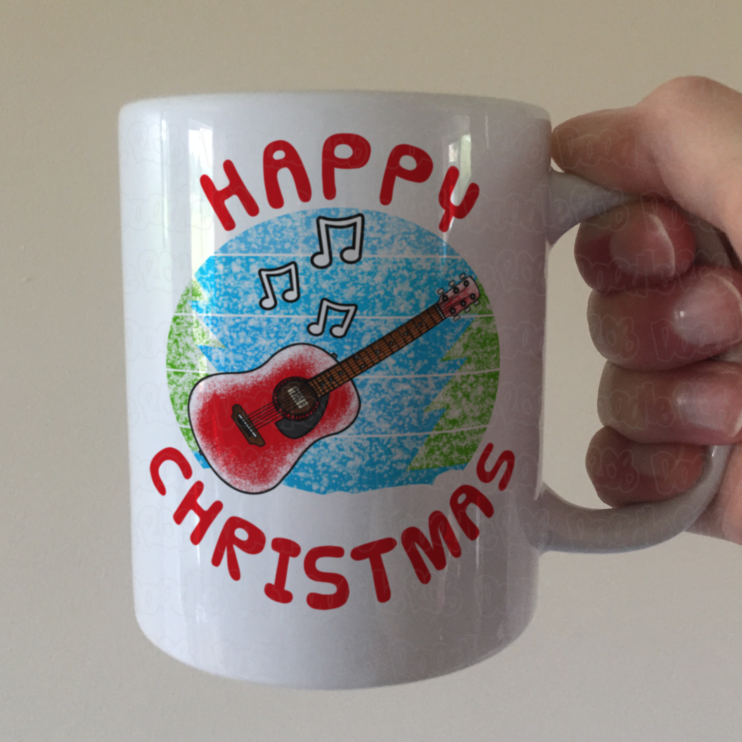 Acoustic Guitar Christmas Mug - Guitarist Xmas Gift - Guitar Teacher Mug
