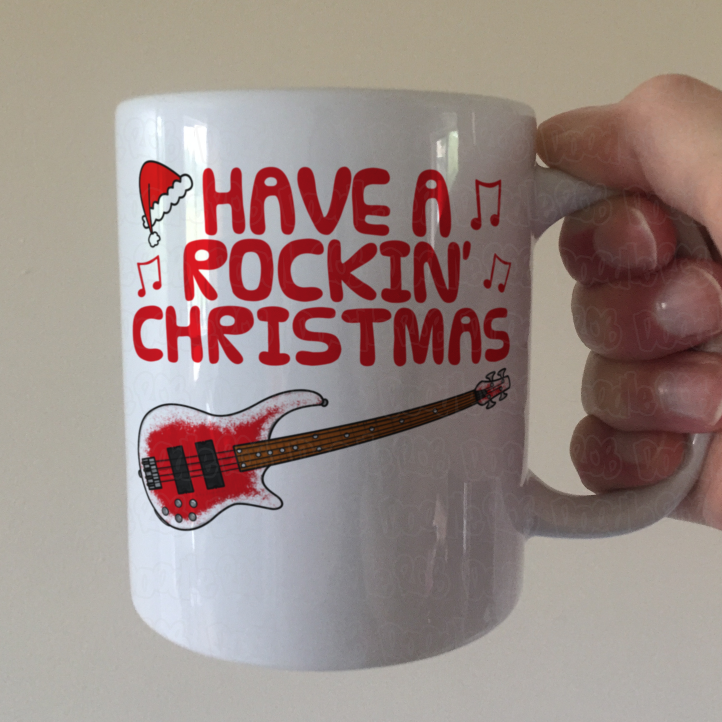 Bass Guitar Christmas Mug - Have A Rockin' Christmas - Bassist Xmas Gift - Bass Teacher Mug