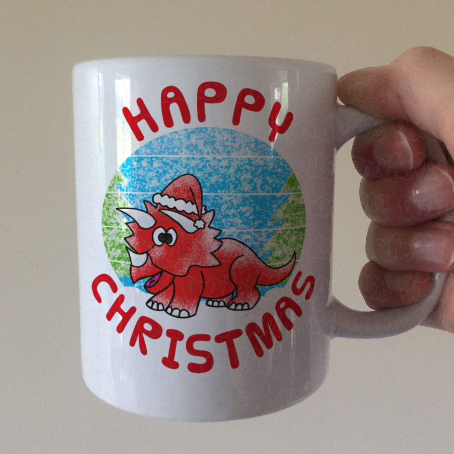 Triceratops Christmas Mug - Dinosaur Xmas Mug - Christmas Gift For Boy