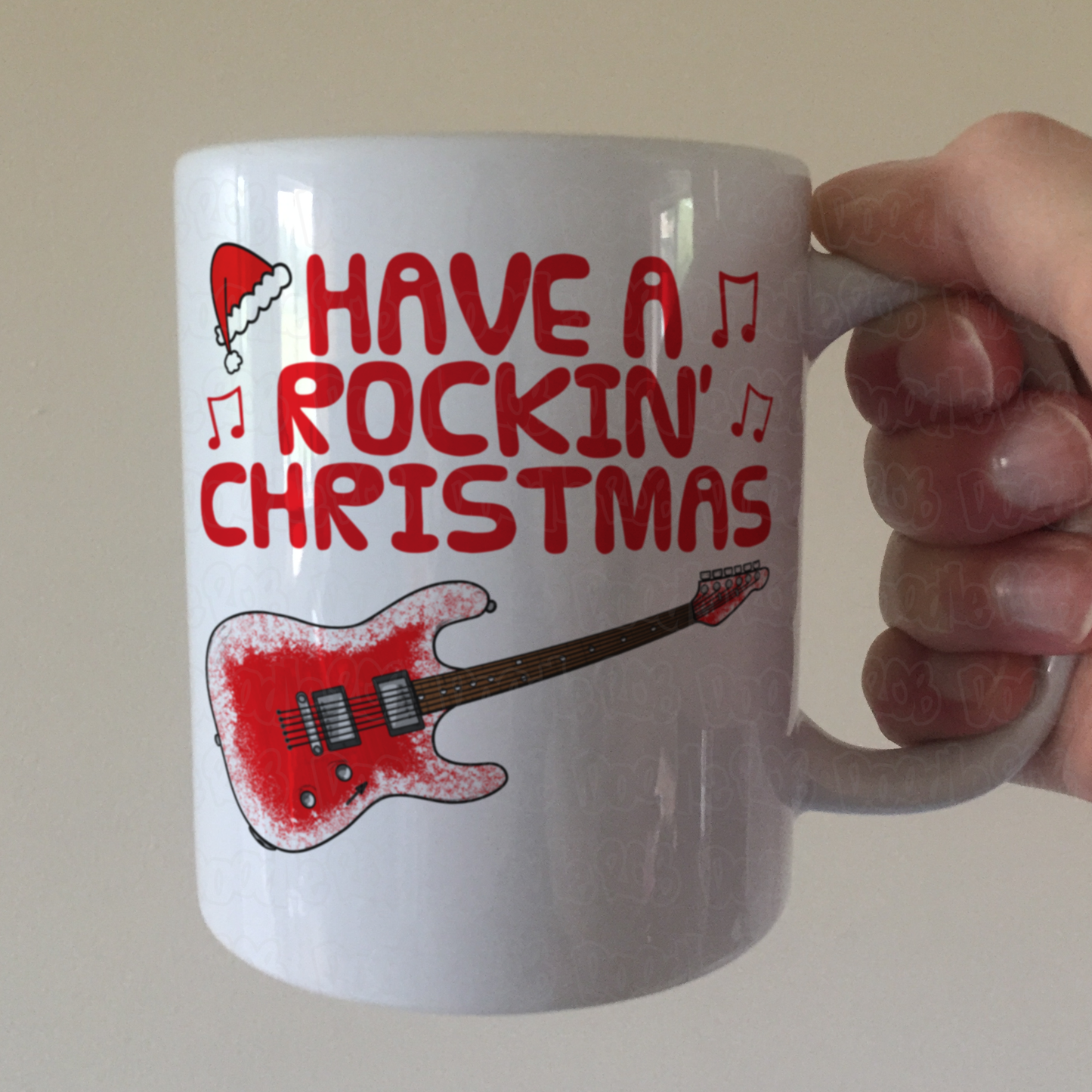Electric Guitar Christmas Mug - Have A Rockin' Christmas - Guitarist Xmas Gift - Guitar Teacher Mug