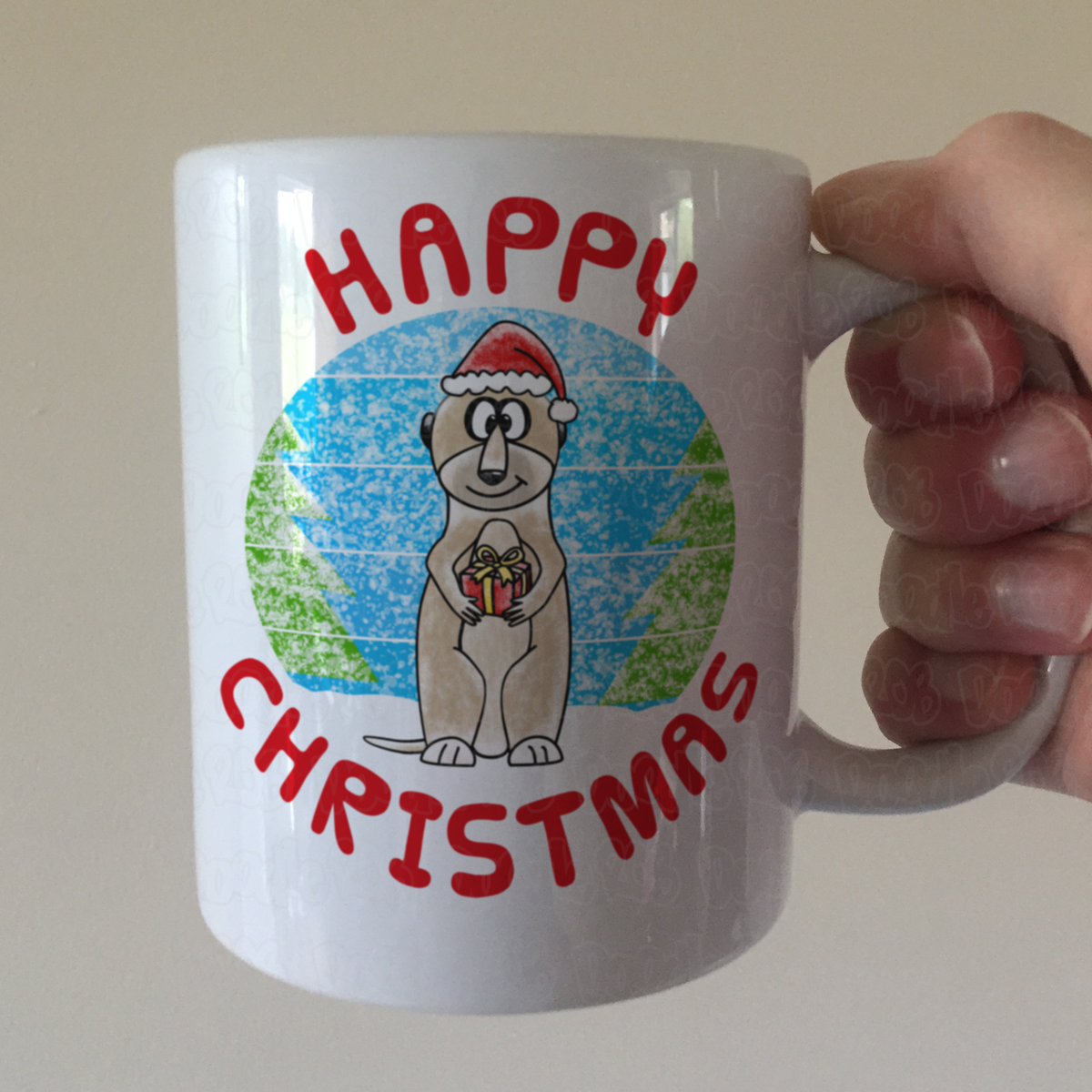 Meerkat Christmas Mug - Wildlife Lover Xmas Gift - Funny Meerkat Gift