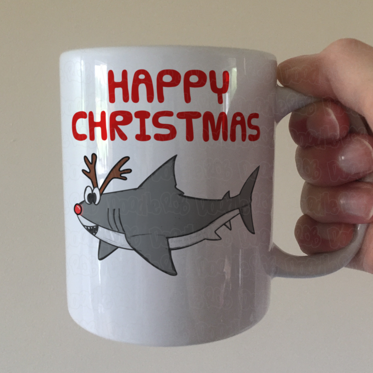 Shark Christmas Mug - Wildlife Lover Xmas Gift - Rudolf The Reindeer Mug - Shark Xmas Gift