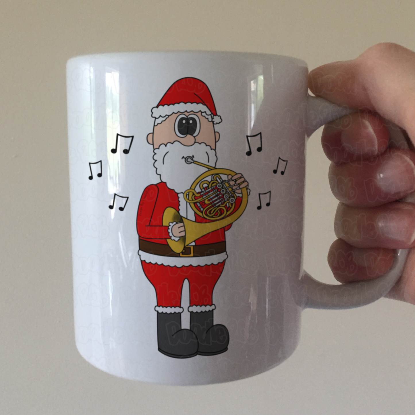 French Horn Christmas Mug - Santa Playing French Horn - Brass Teacher Xmas Gift