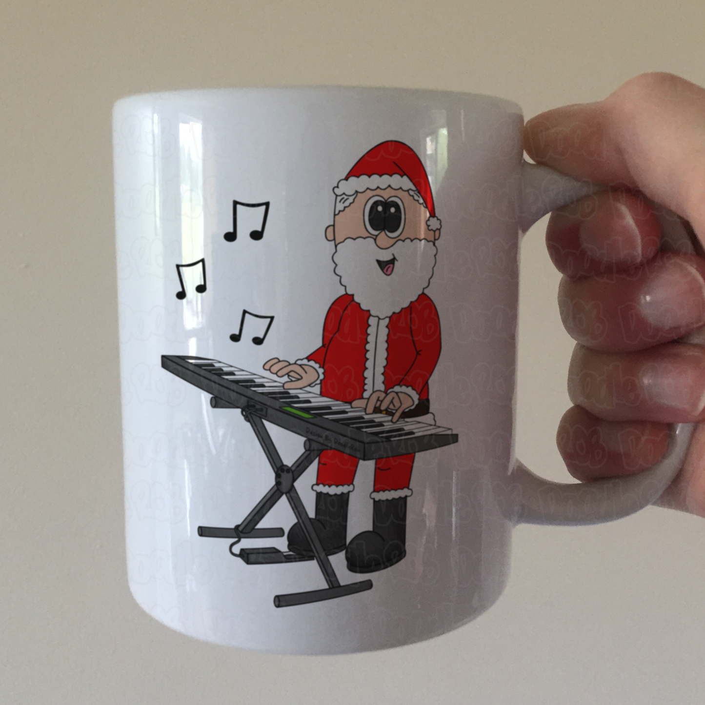 Keyboardist Christmas Mug - Santa Playing Keyboard - Pianist Musician Xmas Gift