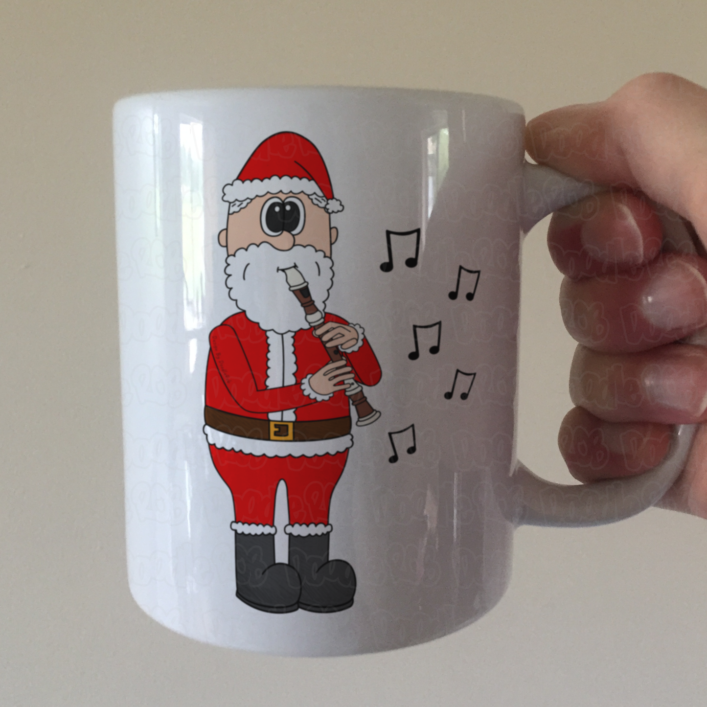 Recorderist Christmas Mug - Santa Playing Recorder - School Music Teacher Xmas Gift