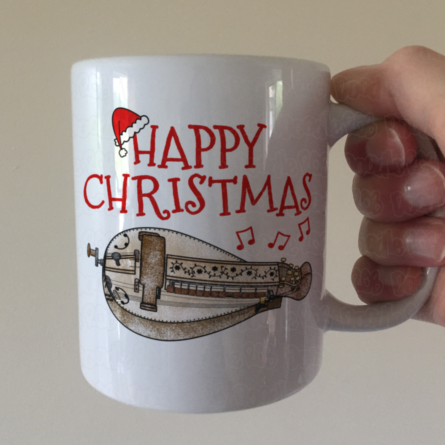 Hurdy Gurdy Christmas Mug - Gift For Gurdyist - Folk Musician Xmas Mug