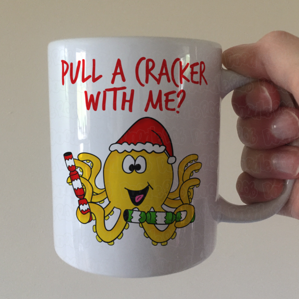 Octopus Christmas Mug - Pull A Cracker With Me - Funny Xmas Gift For Animal Lover
