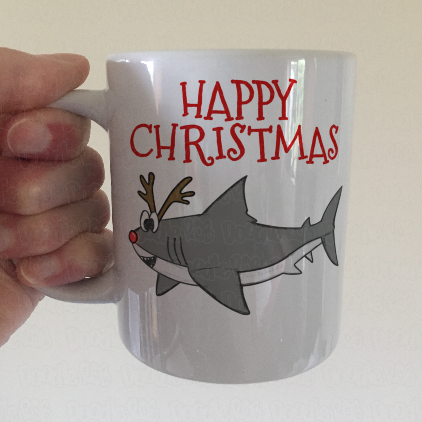 Shark Christmas Mug - Wildlife Lover Xmas Gift - Rudolf The Reindeer Mug - Shark Xmas Gift