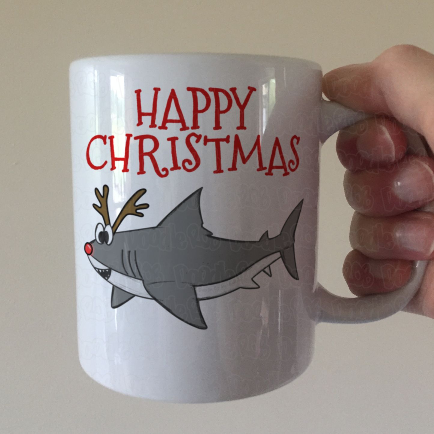 Shark Christmas Mug - Wildlife Lover Xmas Gift - Rudolf The Reindeer Mug - Shark Xmas Gift