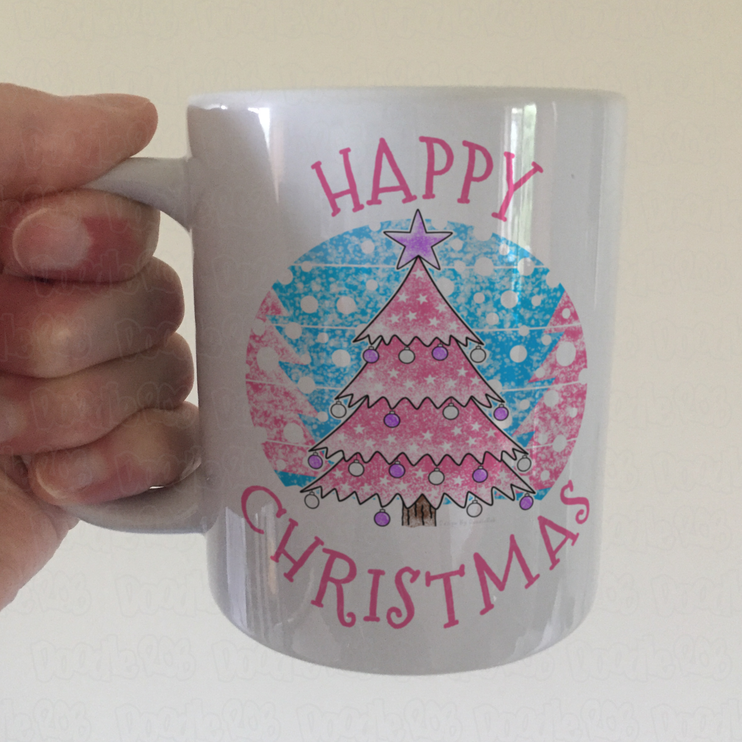 Pink Christmas Tree Mug - Girl's Xmas Mug - Women's Christmas Mug - Xmas Gift For Her