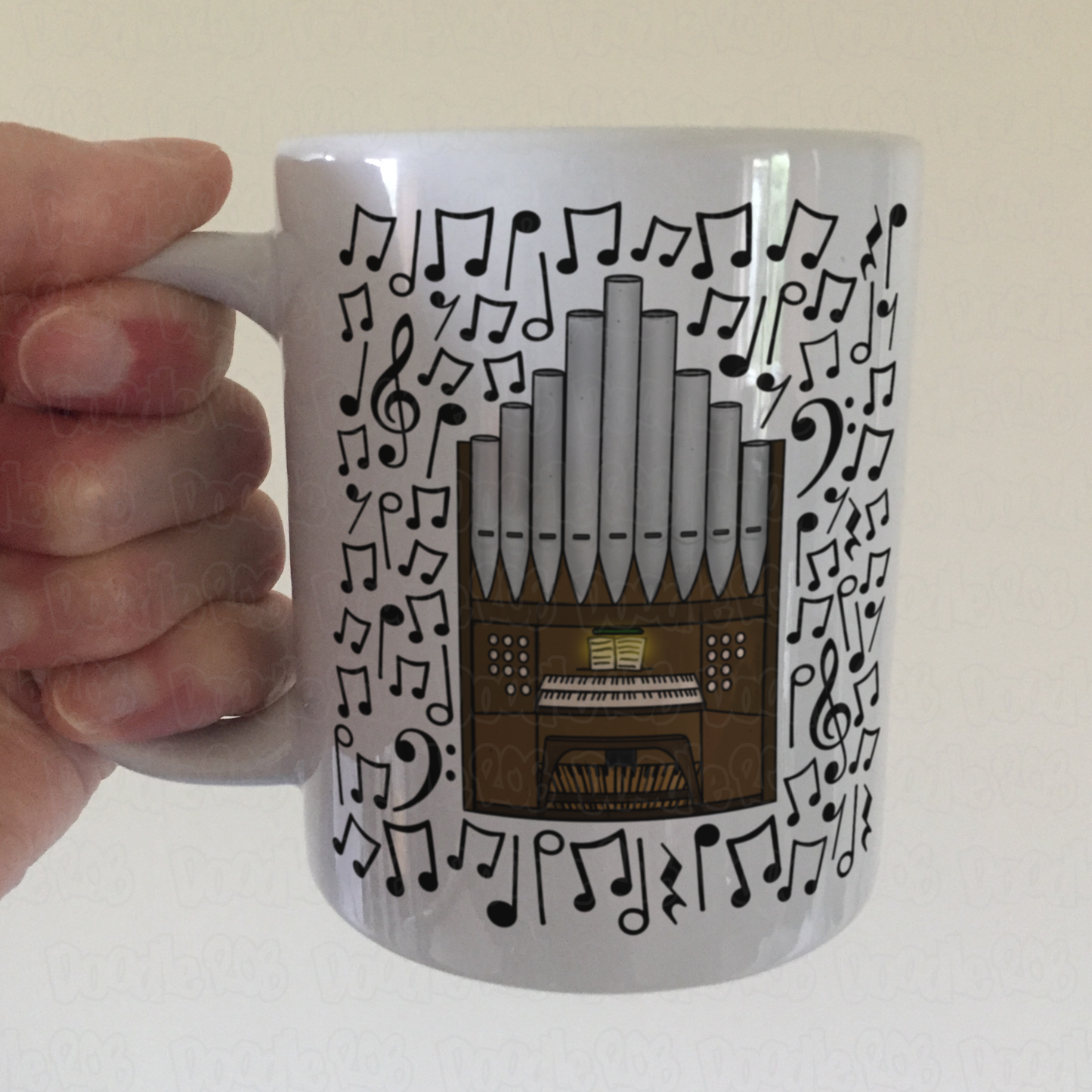 Church Organ Musical Notes Mug - Gift For Organist - Pipe Organ Church Musician Gift