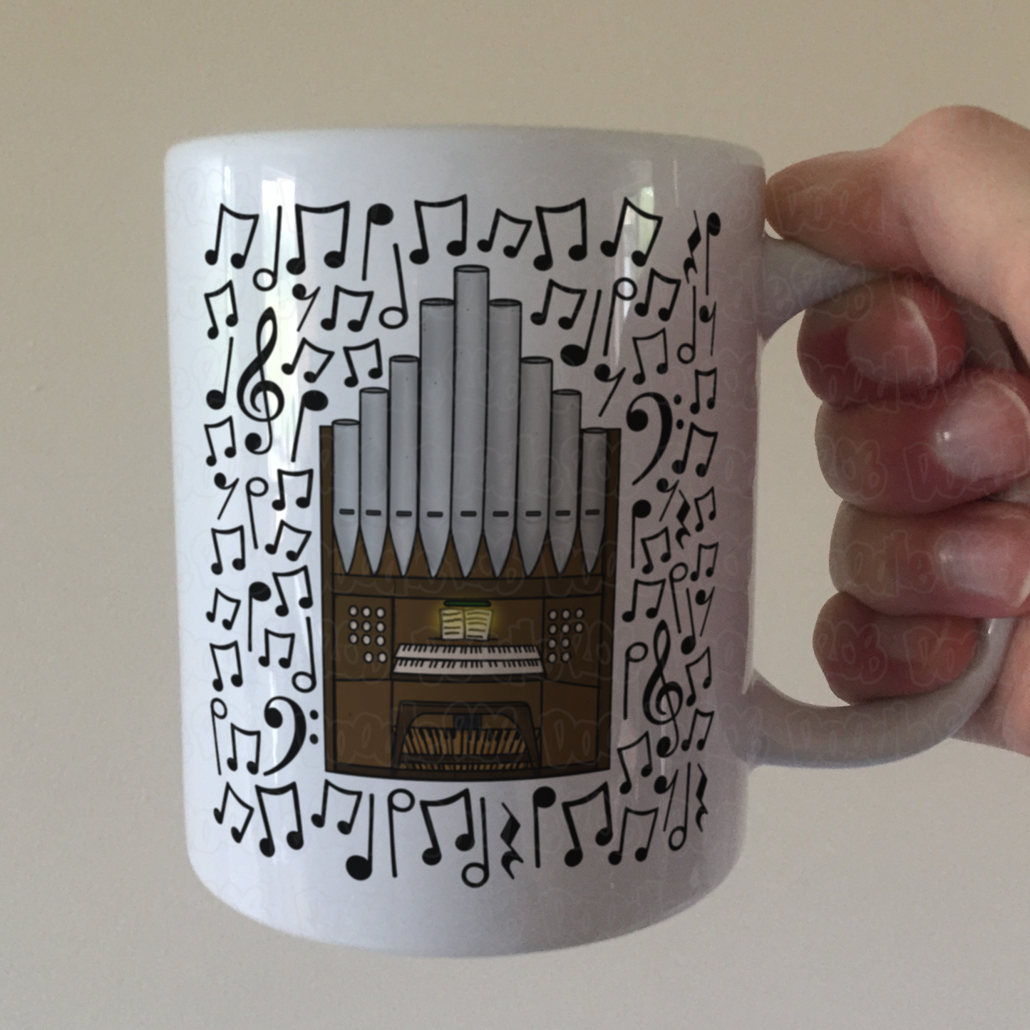 Church Organ Musical Notes Mug - Gift For Organist - Pipe Organ Church Musician Gift