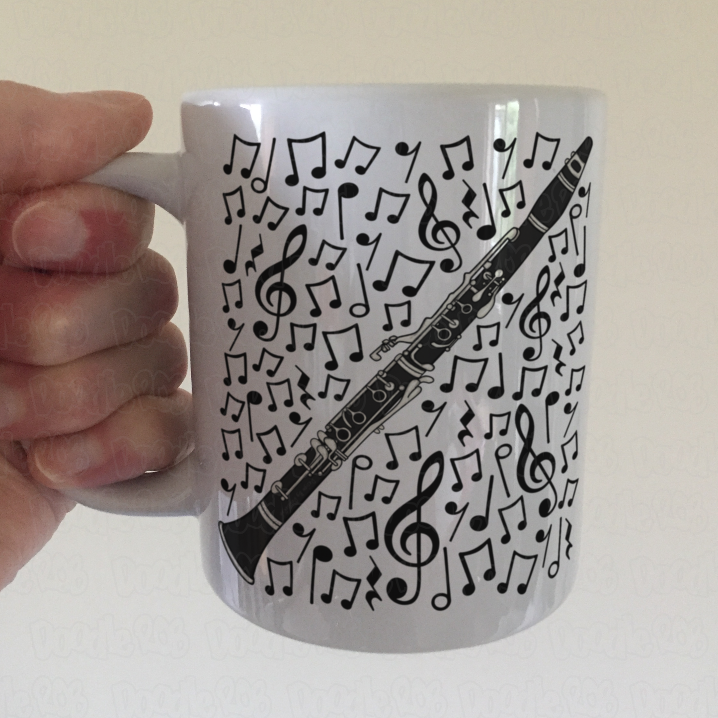 Clarinet Musical Notes Mug - Gift For Clarinetist - Woodwind Musician Orchestra Gift