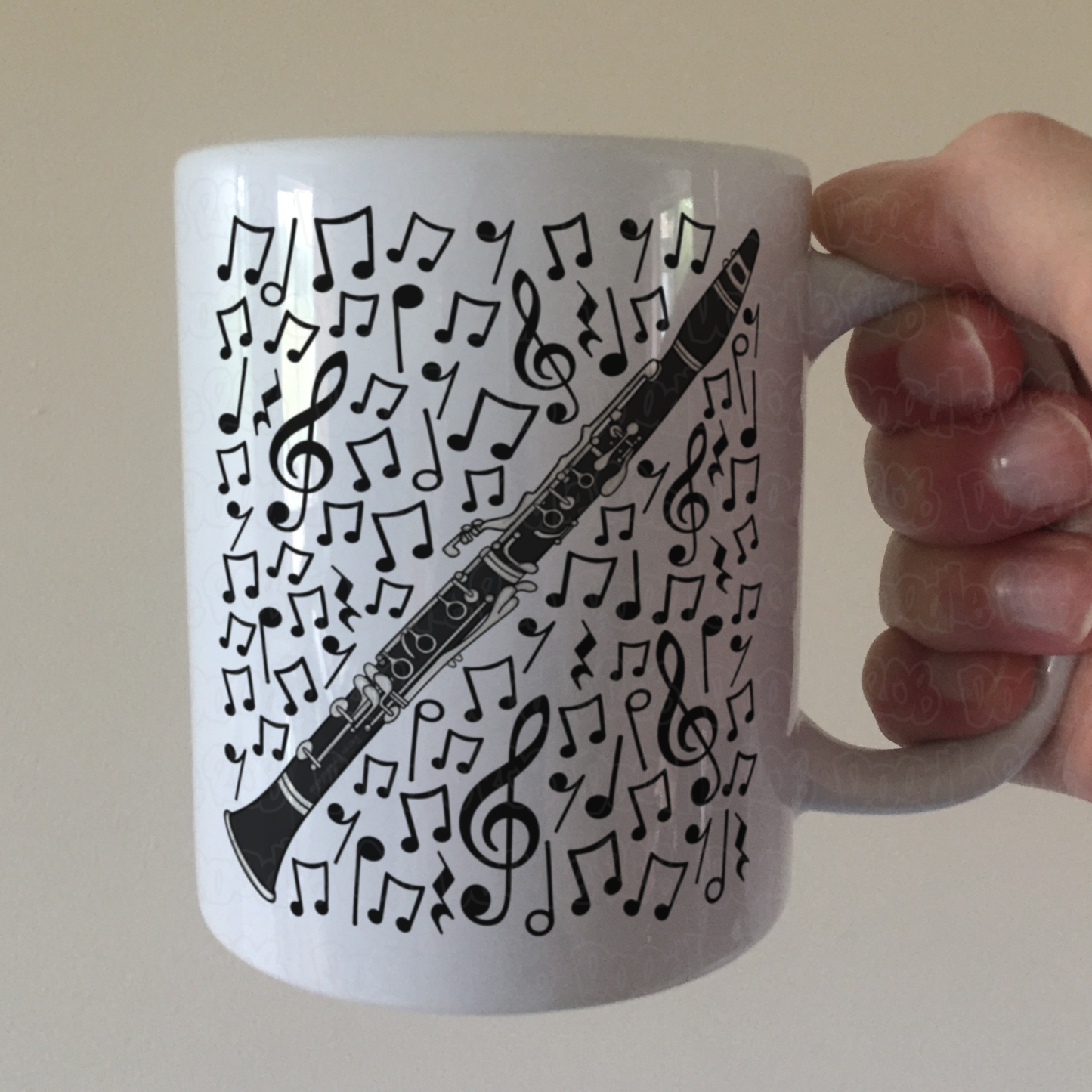 Clarinet Musical Notes Mug - Gift For Clarinetist - Woodwind Musician Orchestra Gift