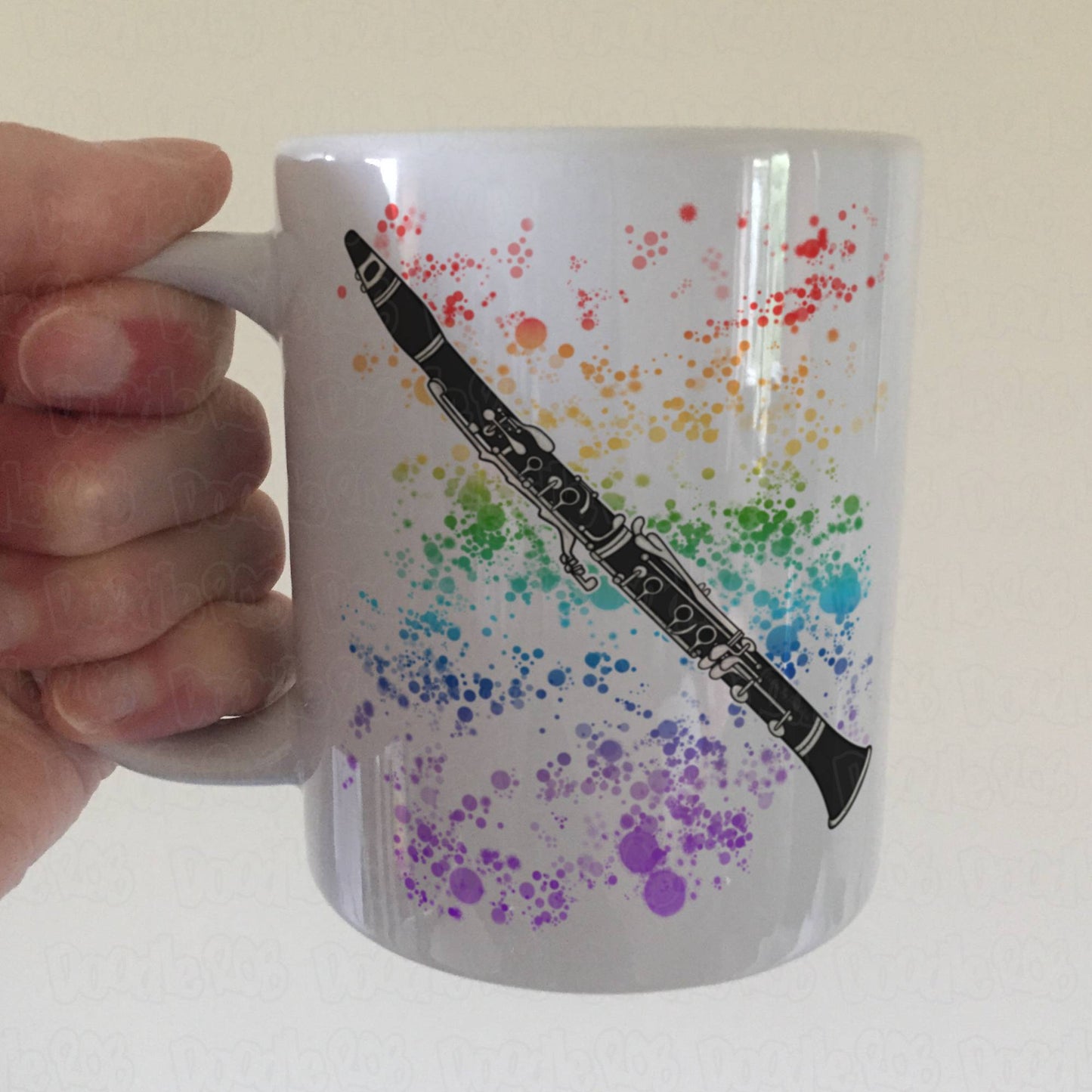 Clarinet Paint Rainbow Mug - Gift For Clarinetist - Clarinet Teacher Mug - Woodwind Musician Gift