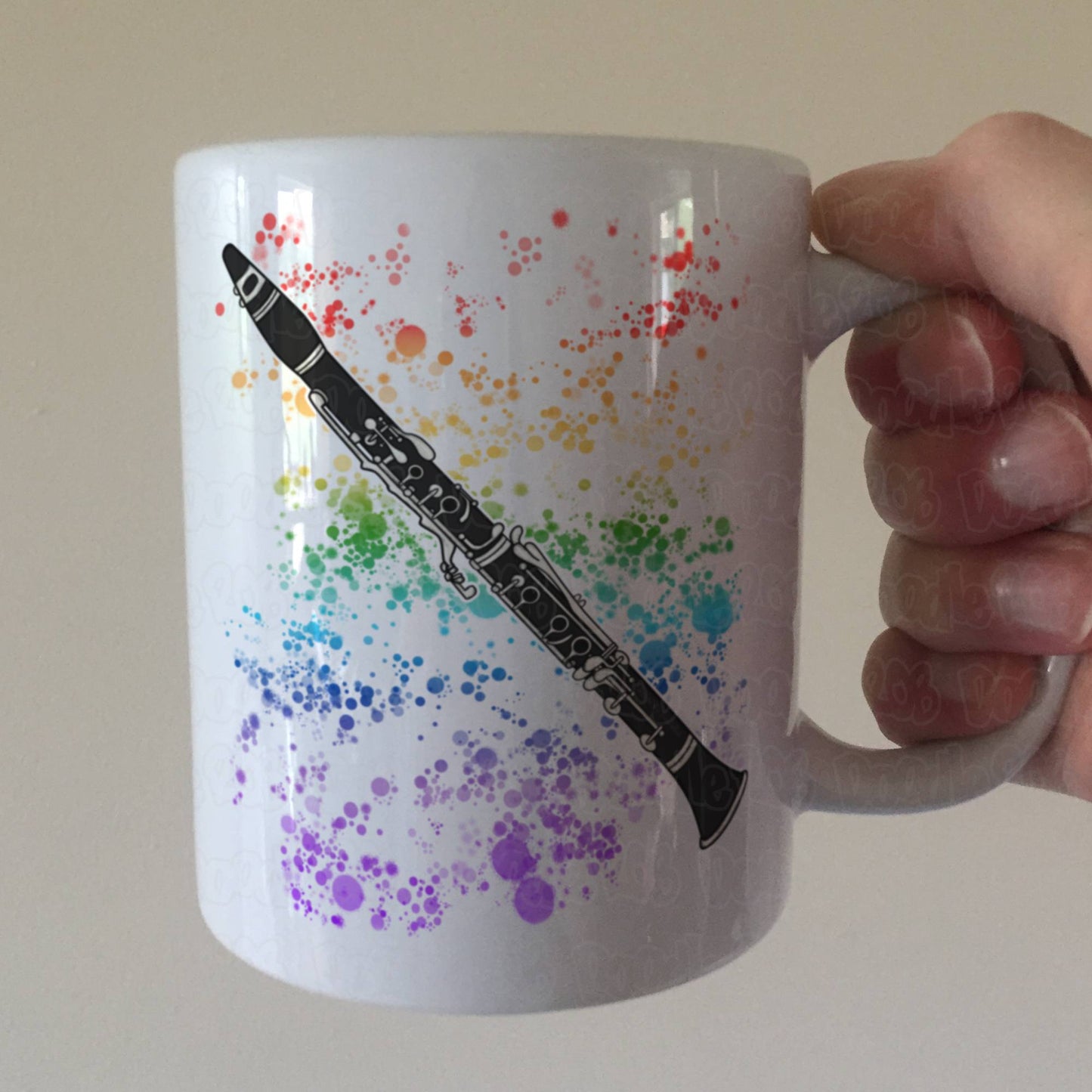 Clarinet Paint Rainbow Mug - Gift For Clarinetist - Clarinet Teacher Mug - Woodwind Musician Gift