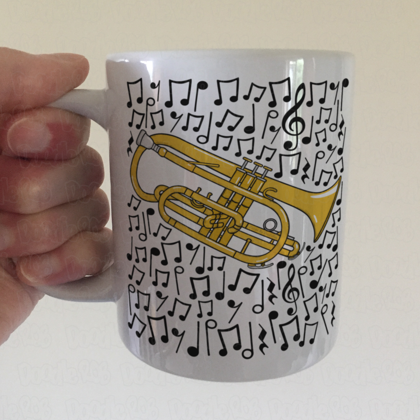 Cornet Musical Notes Mug - Gift For Cornetist - Brass Musician Gift