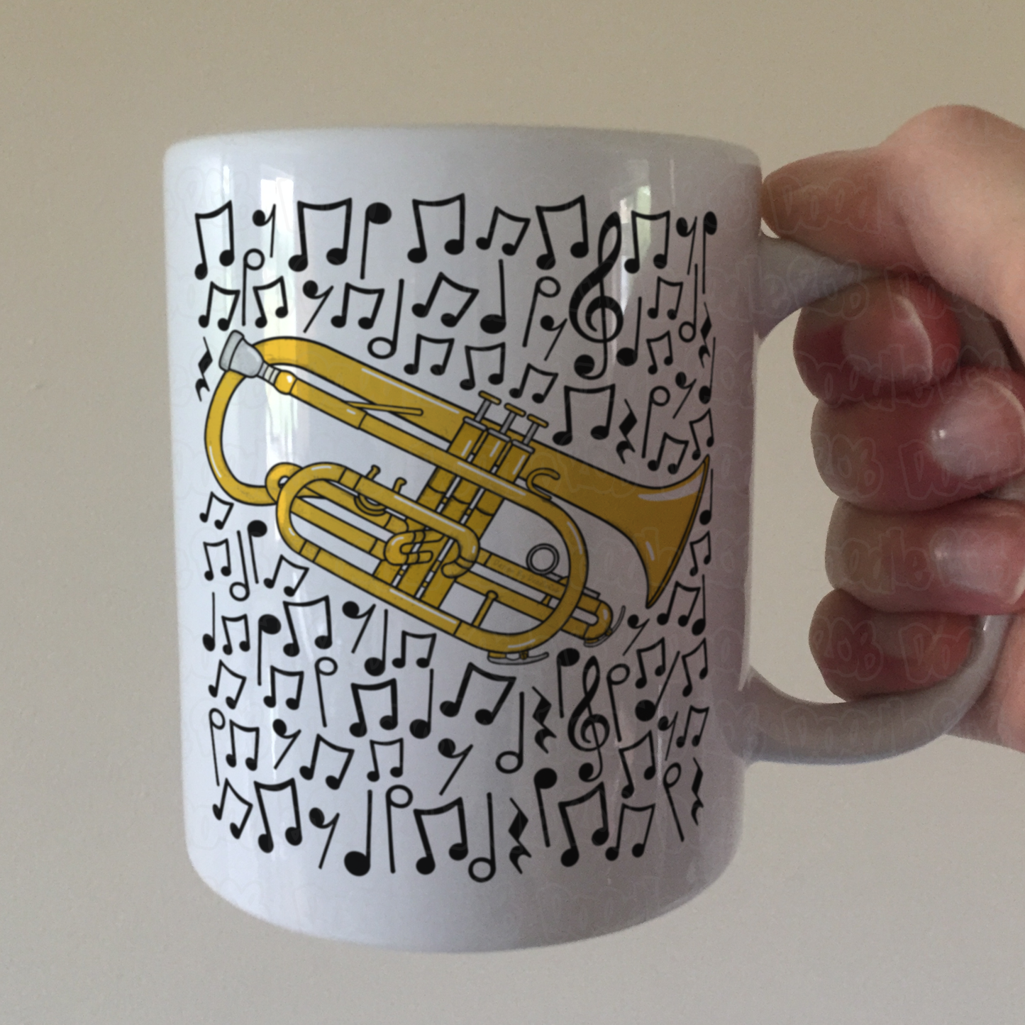 Cornet Musical Notes Mug - Gift For Cornetist - Brass Musician Gift