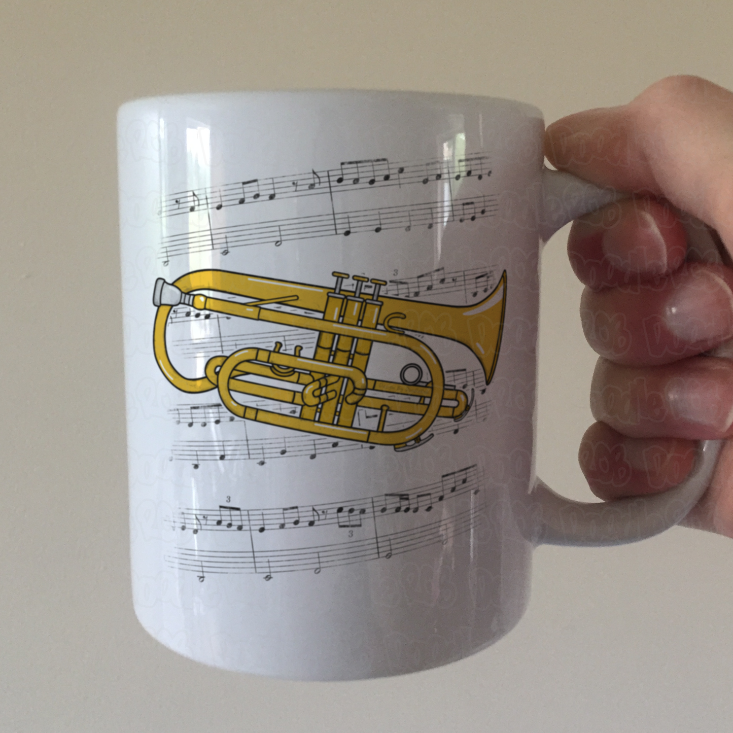 Cornet Music Notation Mug (Colour) - Gift For Cornetist - Brass Musician Gift