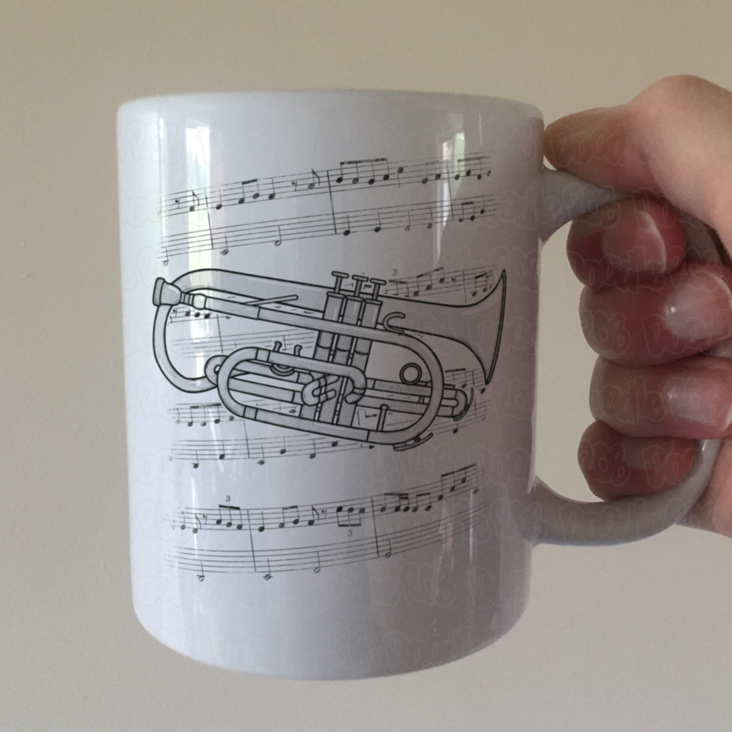 Cornet Music Notation Mug - Gift For Cornetist - Brass Musician Gift